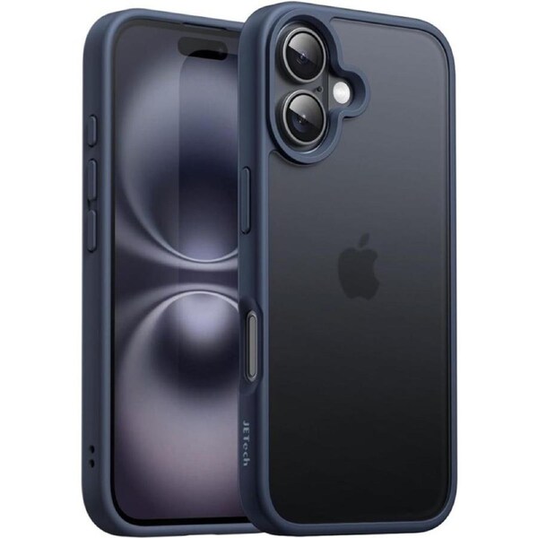 JETech Matte Case for iPhone 16 6.1-Inch, Shockproof Military Grade Drop Protection, Frosted Translucent Back Phone Cover, Anti-Fingerprint Storm Blue