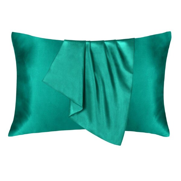 LINENOVA 2Pcs Silk Satin Pillowcases Queen Size 51x76cm - Dark green