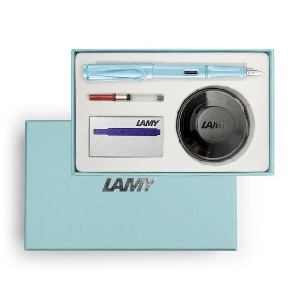 LAMY Safari Fountain Pen Gift Pack - Medium - Aqua Sky