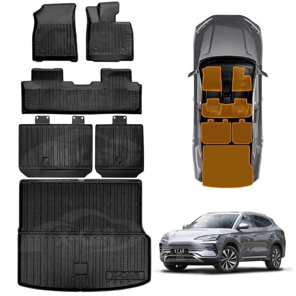 Floor Mats Boot Liner Set for BYD SEALION 6 SEALION6 2024-Onwards Car Trunk Back Seat Protector Kick Mats Cover