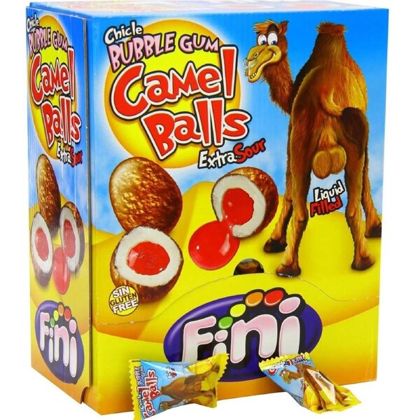 Fini Camel Balls Bubble Gum Extra Sour Liquid Filled 1.2kg Bulk Box Pack