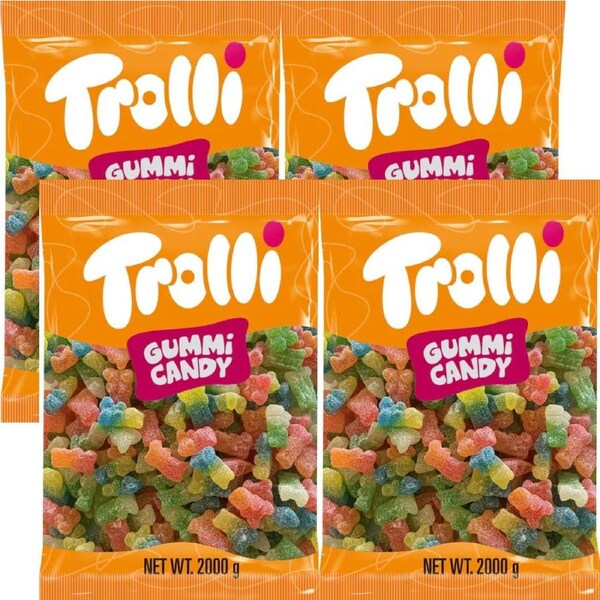 Trolli Super Sour Gummy Bears Lollies Candy 2kg Bag 4 Pack Bulk