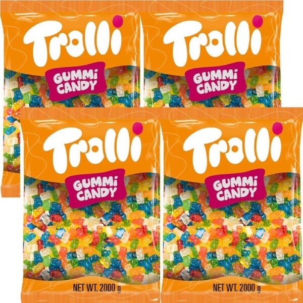 Trolli Gummy Bears Lollies Candy 2kg Bag 4 Pack Bulk