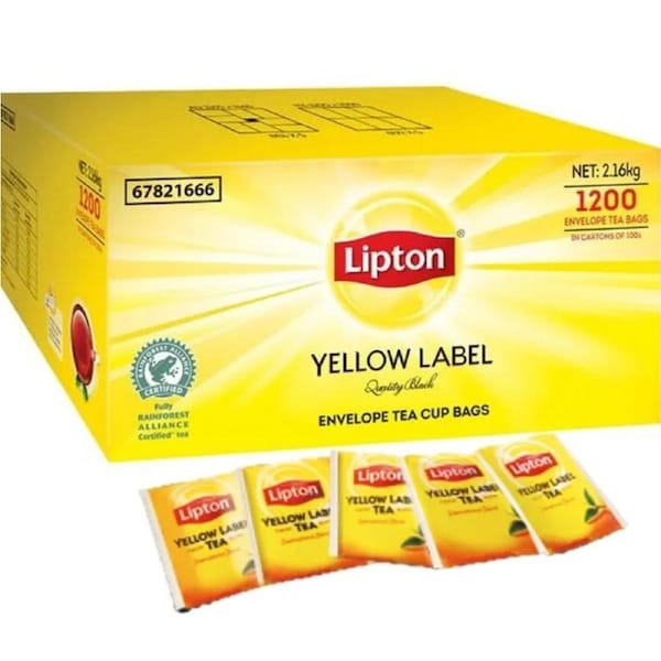 Lipton Yellow Label Quality Blend Envelope Tea Cup Bags Individually Wrapped 1200 Bulk Box