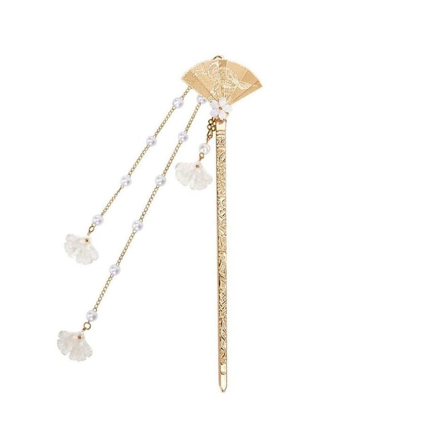 Chinese Style Hanfu Hairpin Folding Fan Fringe Headdress Accessories