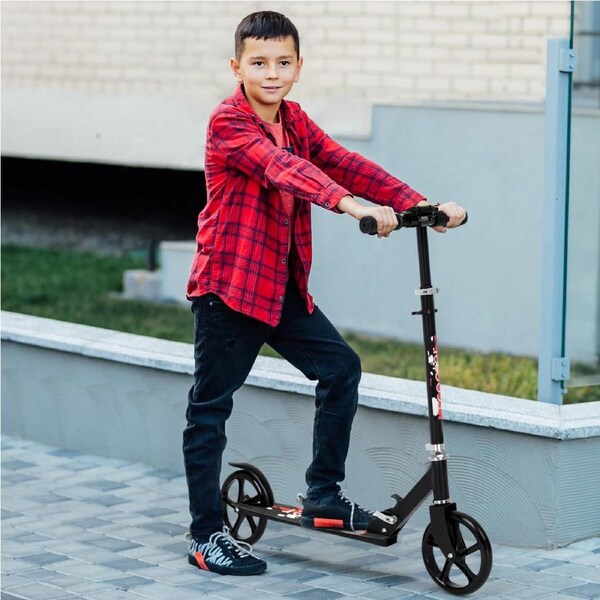 Advwin Folding Kick Scooter 3 Adjustable Height for Ages 6+ Kid Teens & Adults 20cm PU Wheels Load 100kg Red