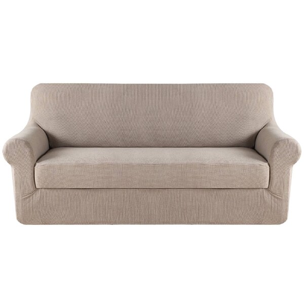 2 Pieces Style Stretch Sofa Cover Couch Cover Slip Cover Small Jacquard Soft N.Ivory / One seater (81-121cm)