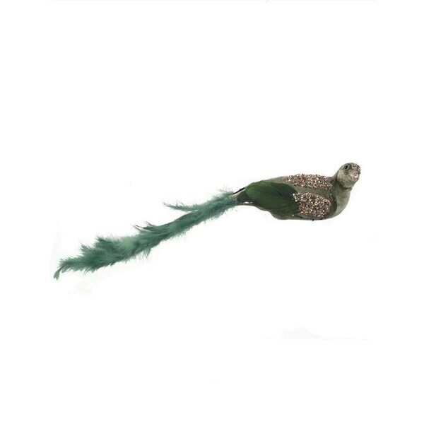 Mint Green Bird Christmas Tree Clip with Feathered Tail 57cm