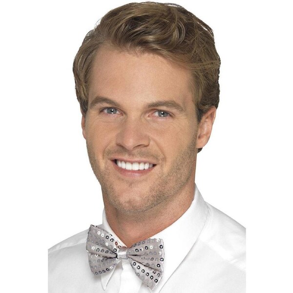 Silver Sequin Bow Tie
