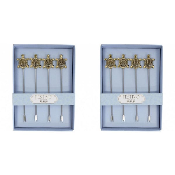 2x LVD Cocktail Pick 4pc Turtle Home Kitchen Serveware/Tableware 14.5x10.5cm