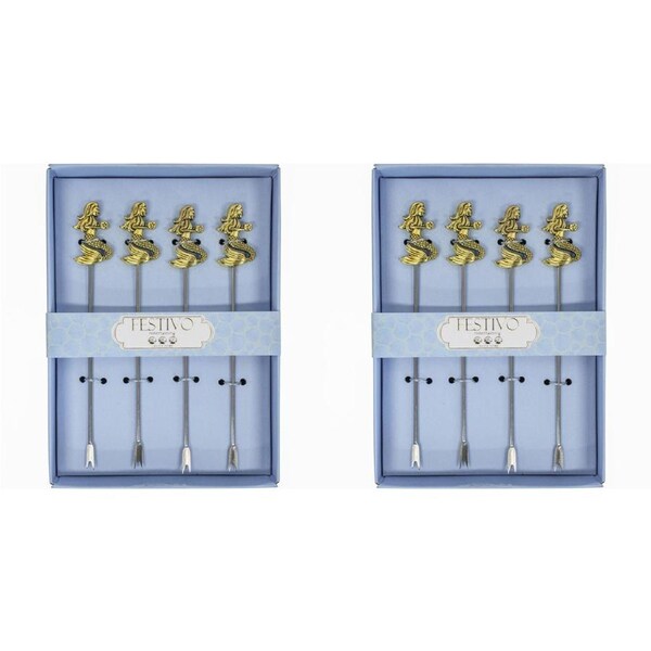 2x LVD Cocktail Pick 4pc Mermaid Home Kitchen Serveware/Tableware 14.5x10.5cm