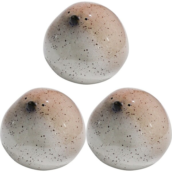 3x LVD Ceramic Birdie Ornament Medium Decorative Tabletop Statue Decor Peach
