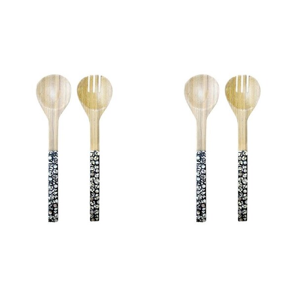 2x 2pc LVD Wood Servers Set Shell Black Home Kitchen Serveware/Tableware 33x8cm