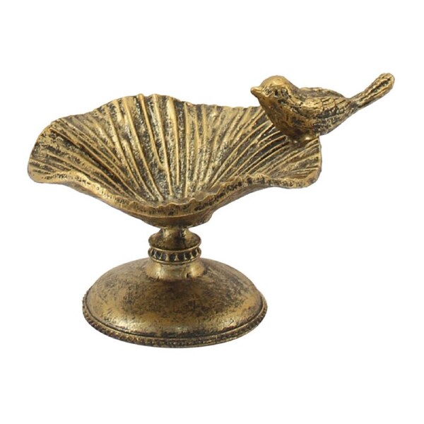 Willow & Silk Ring Holder Vintage Alloy 12cm W/Perched Bird Antique Gold