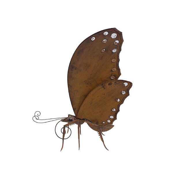 Willow & Silk Metal 70cm Rustic Garden Butterfly Statue/ Figurine