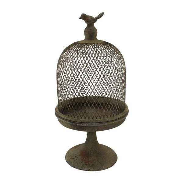 Willow & Silk Metal Cloche Ornament 39cm Rustic Antique Green