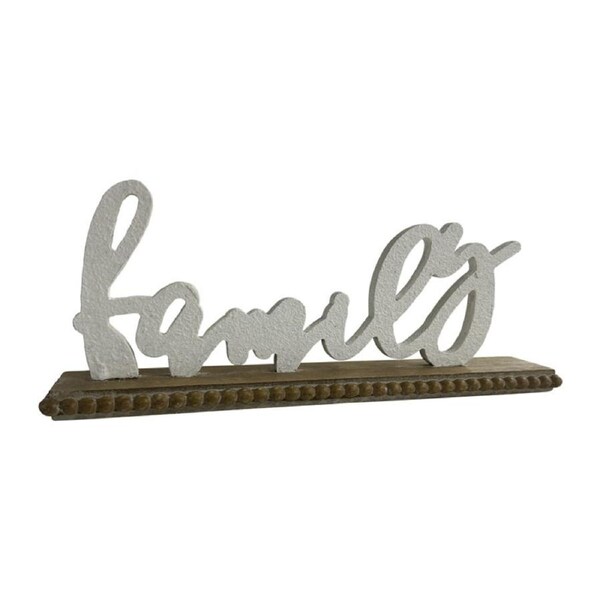 Willow & Silk Wood/Metal 31cm 'Family' Plaque Sign On Base