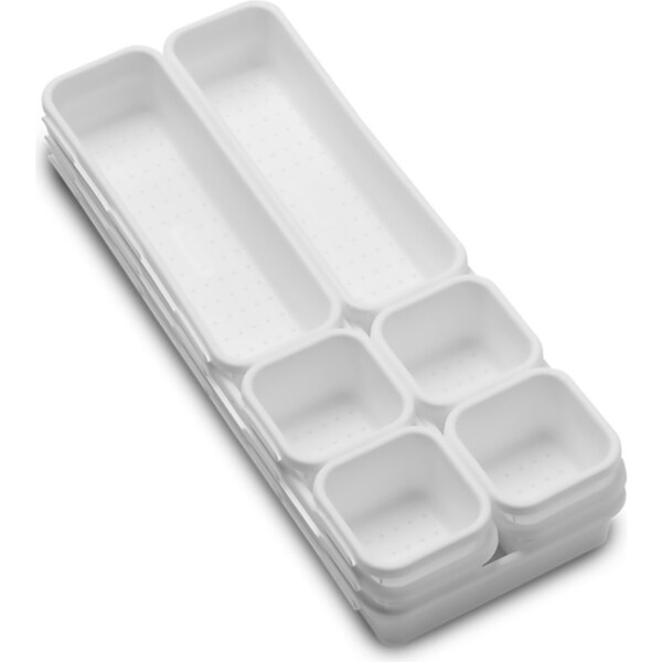 9pc Madesmart Large Bin Kitchen Drawer Organiser Multi-Pack Set Rect White