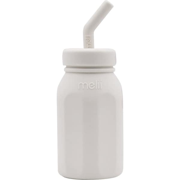 Melii Luxe Silicone Water Bottle w/ Drinking Straw Drink Container Ivory