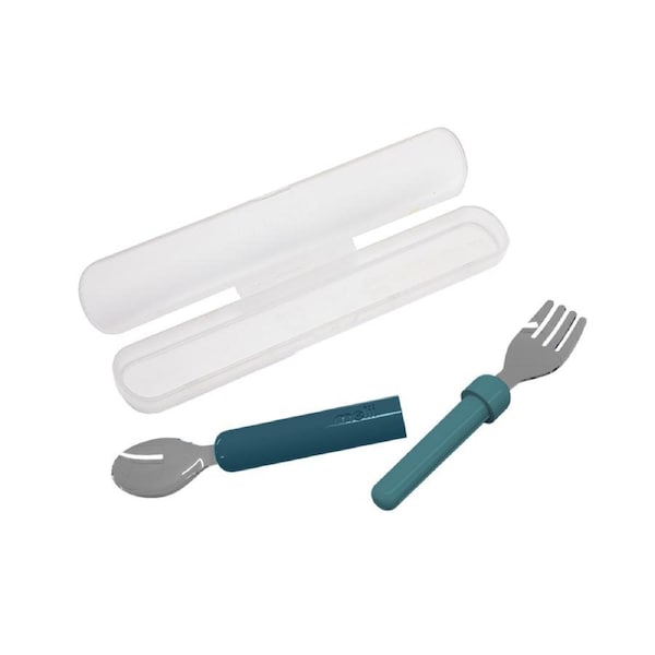 Melii Luxe Detachable Spoon/Fork Set w/ Case Kitchen Cutlery Utensil Blue