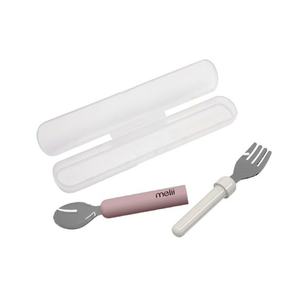 Melii Luxe Detachable Spoon/Fork Set w/ Case Kitchen Cutlery Utensil Pink