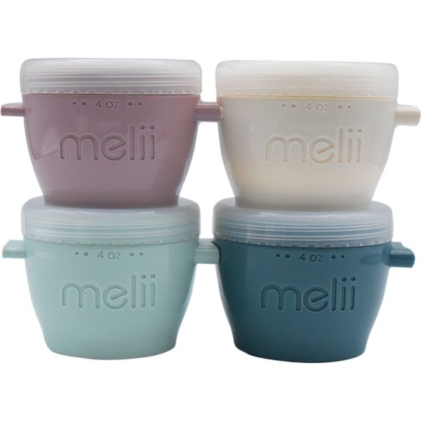 4pc Melii Luxe Snap & Go Pods Snack Food Container w/ Snap-on Lids 40z/120ml