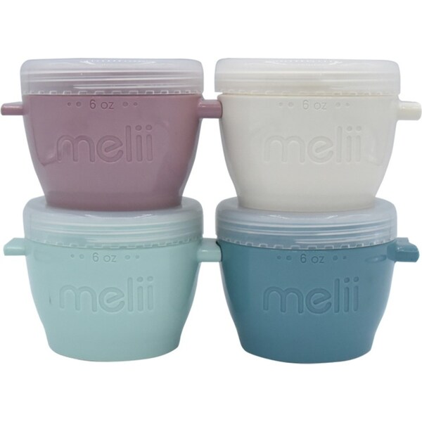 4pc Melii Luxe Snap & Go Pods Snack Food Container w/ Snap-on Lids 60z/180ml