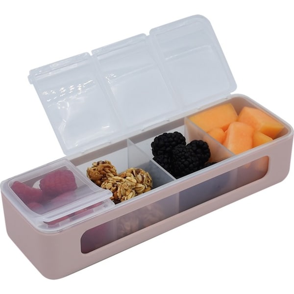 Melii Luxe 4 Compartment Snackle Box Food Safe Storage Snack Container Pink