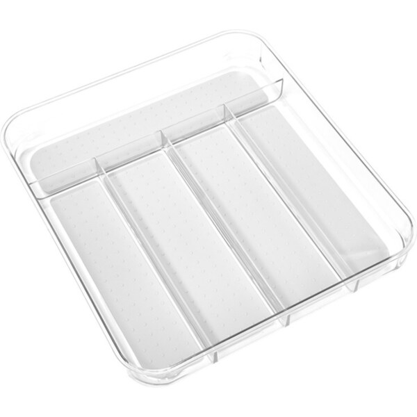 Madesmart Clear Soft Grip 5 Compartment Cutlery Tray Utensil Organiser Grey