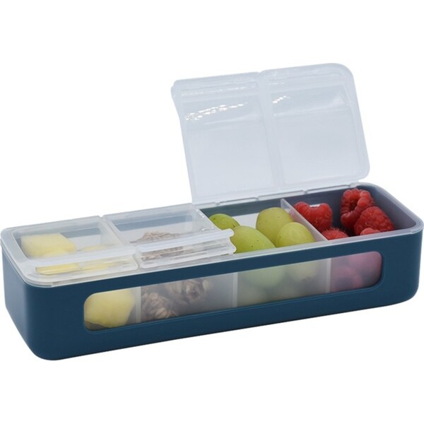 Melii Luxe 4 Compartment Snackle Box Food Safe Storage Snack Container Blue