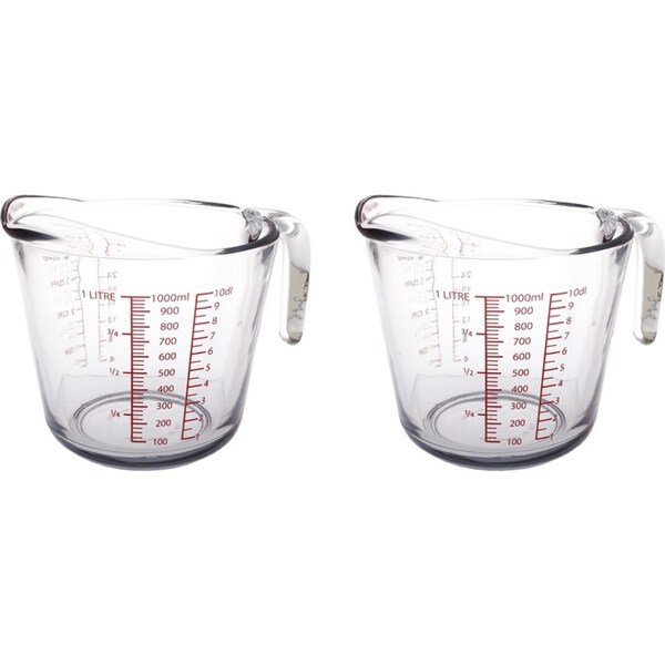 2x Kitchen Classics Glass Measure Jug 4 Cup/1L Kitchen Cookware Accessories