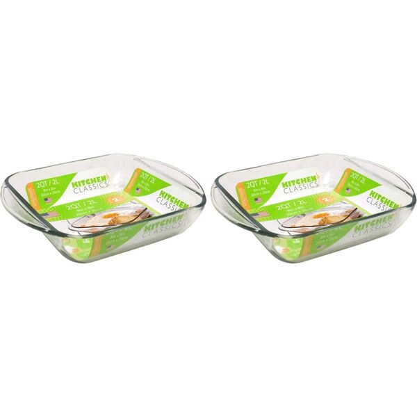 2x Kitchen Classics Square Dish 2L Kitchen Cookware/Bakeware Accessories 20cm