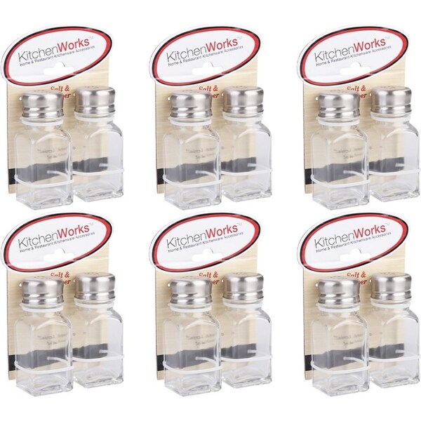 6x Kitchenworks Square Glass Café Salt & Pepper Shakers Kitchen Accessories
