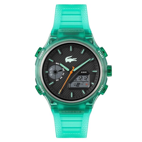 Lacoste Green Silicone Black Dial Digital-Analogue Men's Watch - 2011392