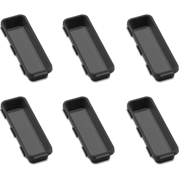 6x Madesmart Medium Narrow Interlocking Bin Accessory Organiser Carbon 24x8cm