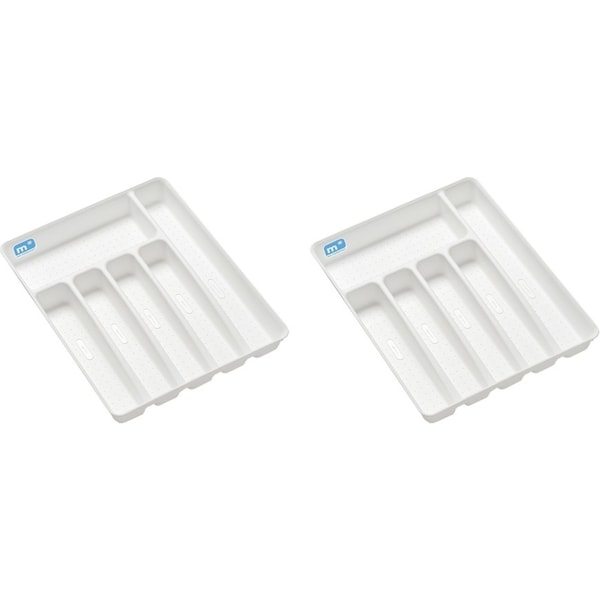 2x Madesmart Basic 6 Compartment Cutlery Tray Kitchen Organiser 38x33cm White
