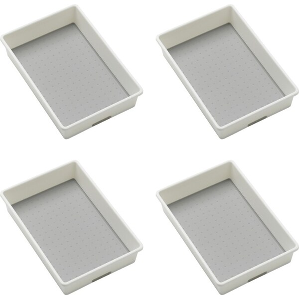 4x Madesmart Medium Bin Home/Kitchen Accessory Organiser 25x17cm Rectangle WHT