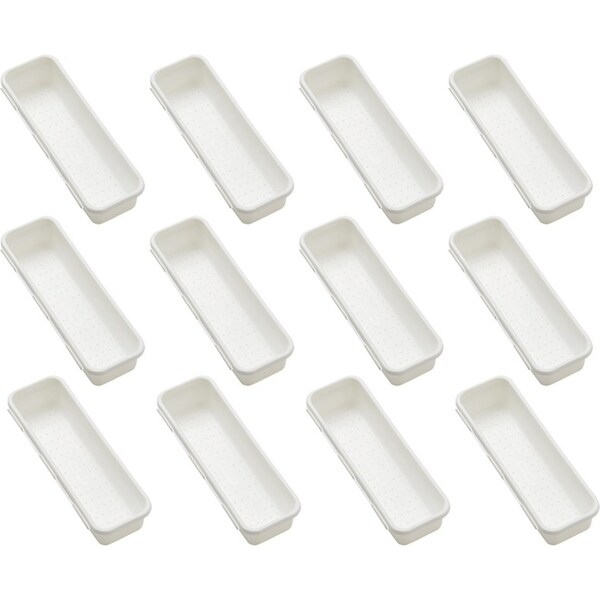 12x Madesmart SML Narrow Interlocking Bin Kitchen Organiser 23.5x8cm WHT RECT
