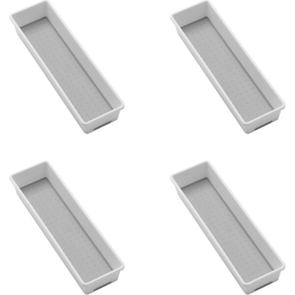 4x Madesmart Narrow Soft Grip Bin Home/Kitchen Organiser 32x10cm White RECT