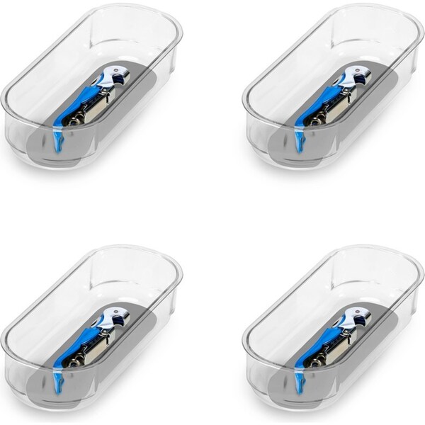 4x Madesmart Clear Soft Grip Non-slip Feet Bin Home/Kitchen Organisers 20x8cm
