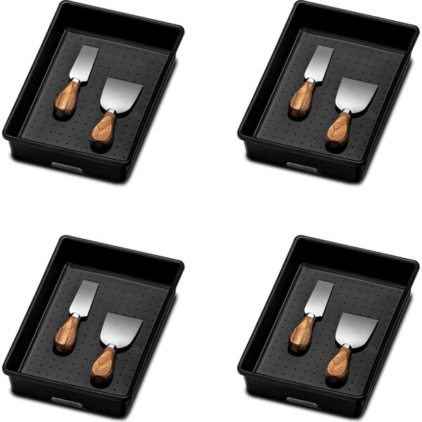 4x Madesmart Medium Bin Home/Kitchen Accessory Organiser 24x17cm RECT Carbon