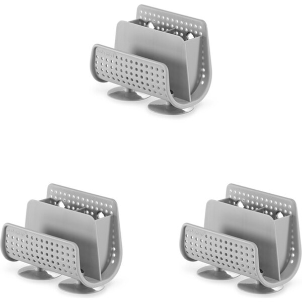 3x Madesmart Sink Caddy Holder Kitchen Sinkware Storage Organiser 13x8cm Grey