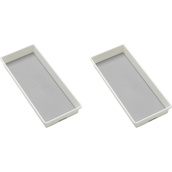2x Madesmart Large Bin Non-slip Feet Home/Kitchen Organiser 39x17cm White RECT