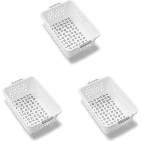 3x Madesmart Small Soft-Grip Feet Basket Home/Kitchen Organiser 31x21cm WHT
