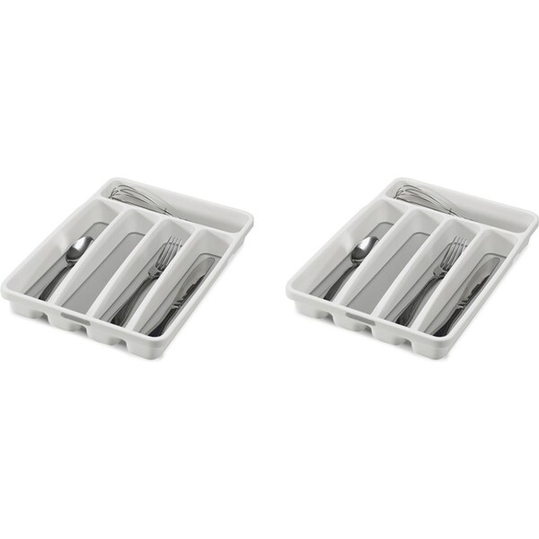 2x Madesmart Mini 5 Compartment Cutlery Tray Home/Kitchen Organiser 32x23cm WHT