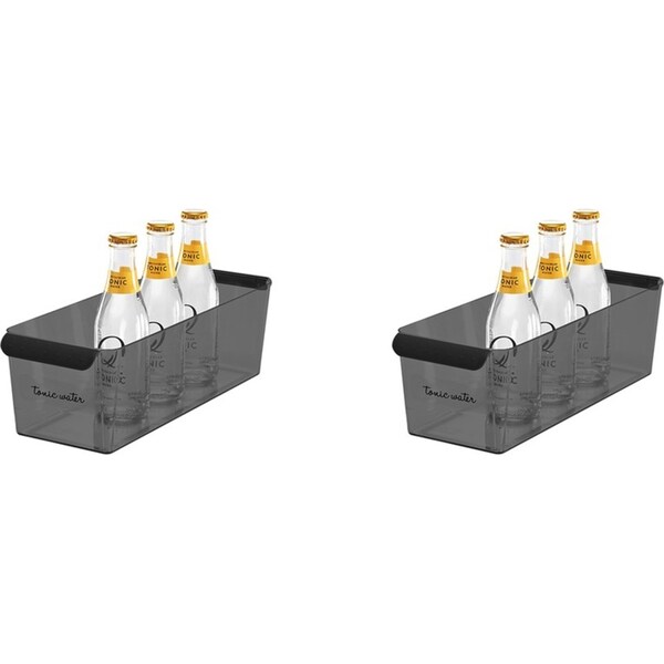 2x Madesmart Narrow Deep Bin Kitchen Fridge Organiser Rectangle 36x13cm Carbon