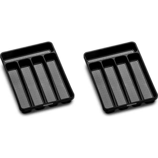 2x Madesmart Mini 5 Compartment Cutlery Tray Home/Kitchen Organiser 32x5cm BLK