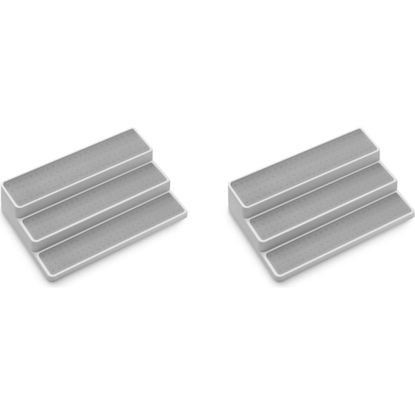 2x Madesmart 3-Tier Shelf Organiser Kitchen Spice Rack Rectangle 37x24cm White