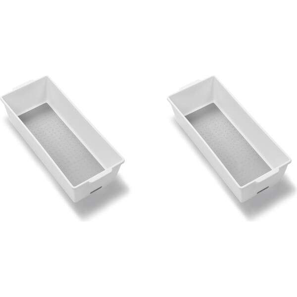 2x Madesmart Large Deep Bin Home/Kitchen Fridge Organiser Rect 42x17cm White