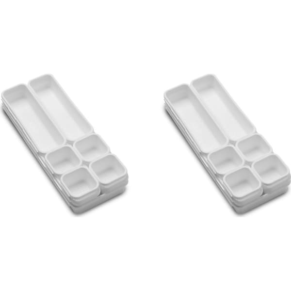 18pc Madesmart Large Bin Kitchen Drawer Organiser Multi-Pack Set Rect White